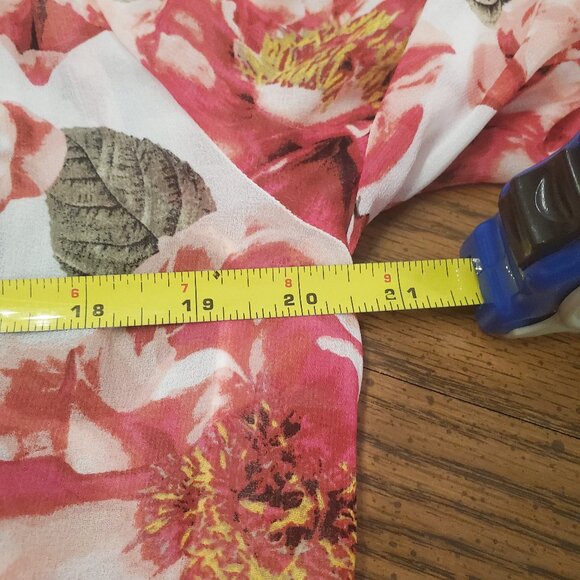 White House Black Market Rose Sheer Blouse- Sz Large - Picture 7 of 8